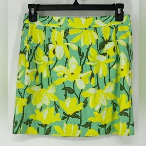 J. CREW FACTORY MINI‎ SKIRT NWOT  W/YELLOW IRISES WELL MADE